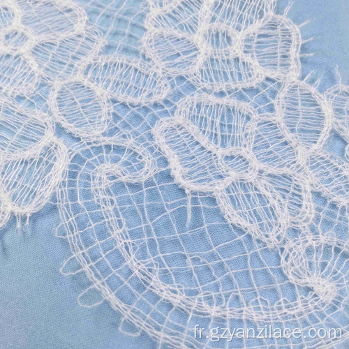 Bordure en dentelle avec un oeillet blanc neige